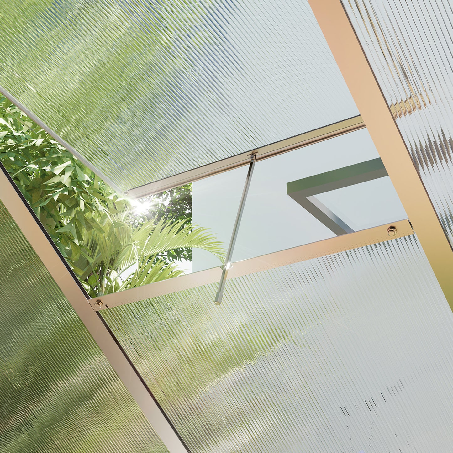 6' x 10' x 6.6' Polycarbonate Greenhouse, Walk-In Green House Kit Garden, Plants Grow, Galvanized Sheet Aluminum Frame with Rain Gutter, Vents and Sliding Door, Sliver