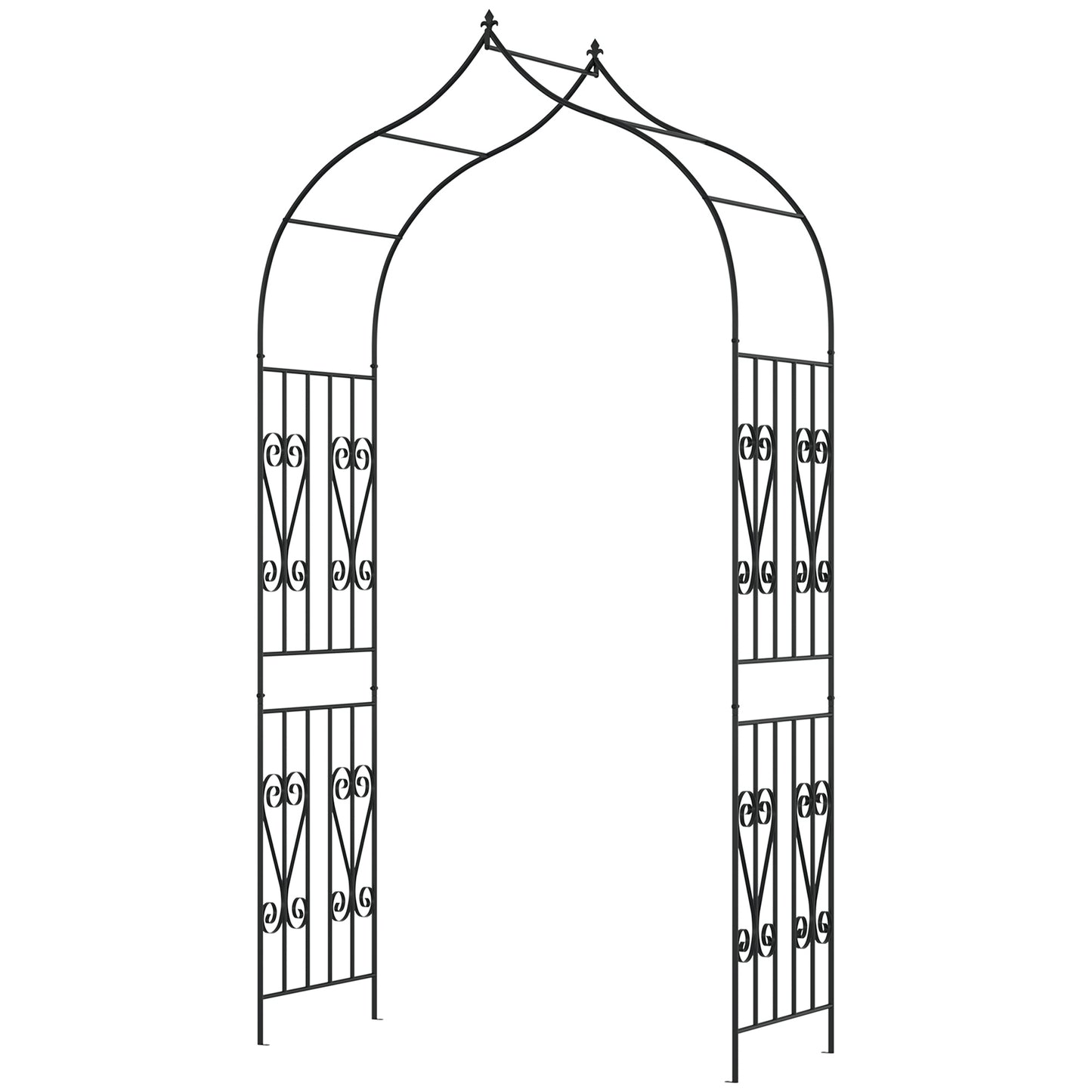 8.7FT Garden Arch Trellis, Outdoor Wedding Arbor for Ceremony with Scrollwork Design for Climbing Roses, Vines and Plants