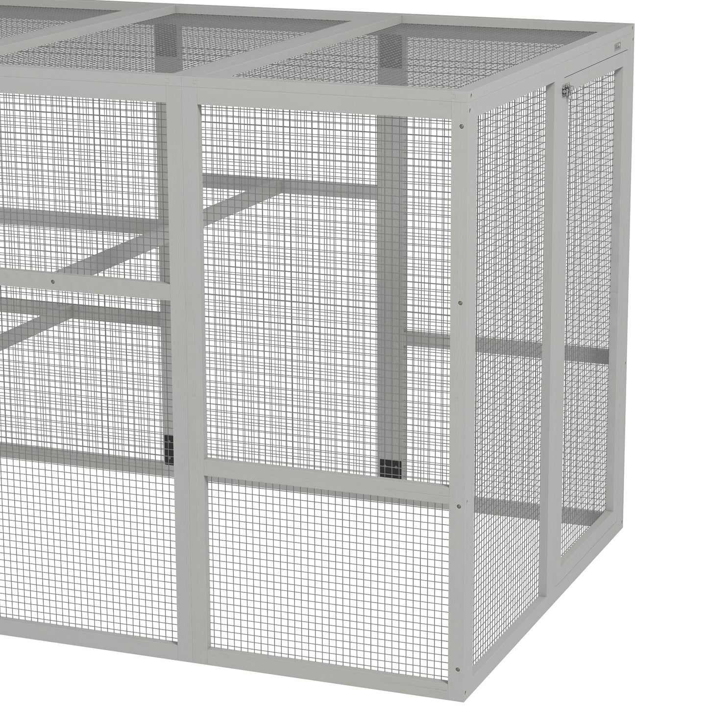 142" Outdoor Wooden Chicken Coop with Run, Ramps, Perches, Storage, Combinable Design for 6 - 10 Chickens, Grey