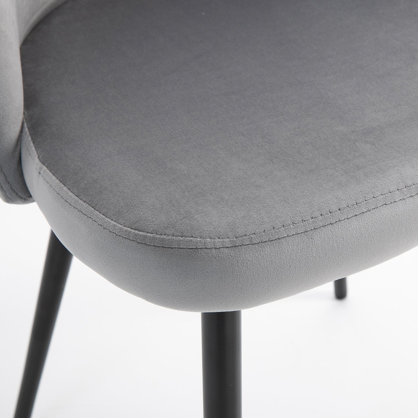 Set of 2 Mid-Back Dining Chairs, Velvet-touch Upholstered Kitchen Chairs for Living Room and Dining Room, Grey
