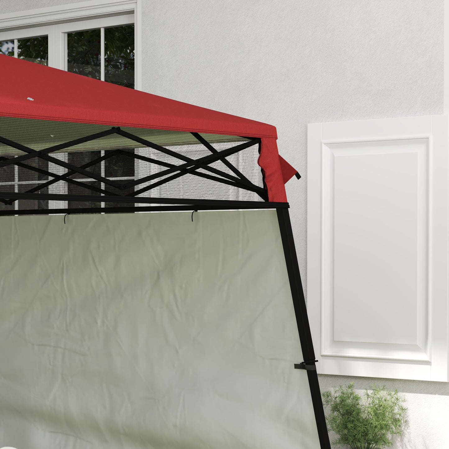 7' x 7' Garden Foldable Pop Up Gazebo Tent with Backpack & Inclined Legs Outdoor Party Canopy, Red & Black