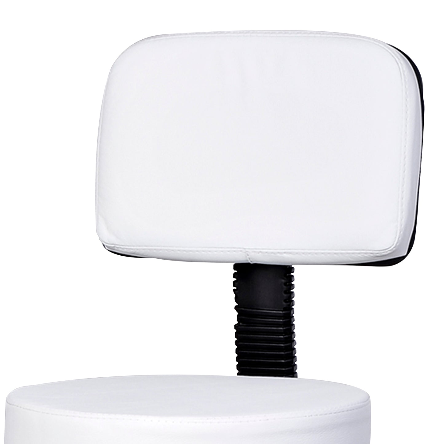 Rolling Stool with Wheels, Swivel Stool with Back Support, Adjustable Height, PU Leather Drafting Chair for Home Office, White