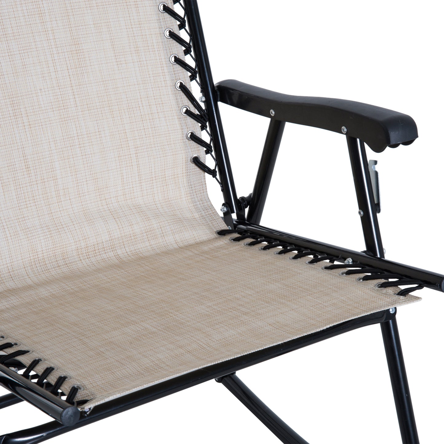 3pc Patio Rocking Chair Set, Folding Outdoor Rocking Chairs and Table Bistro Set w/ Breathable Mesh Seat & Backrest, Headrest for Park, Backyard, Garden, Grey