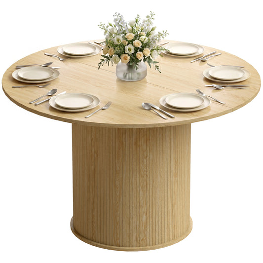 47" Round Dining Table with Fluted Pedestal Base - Natural