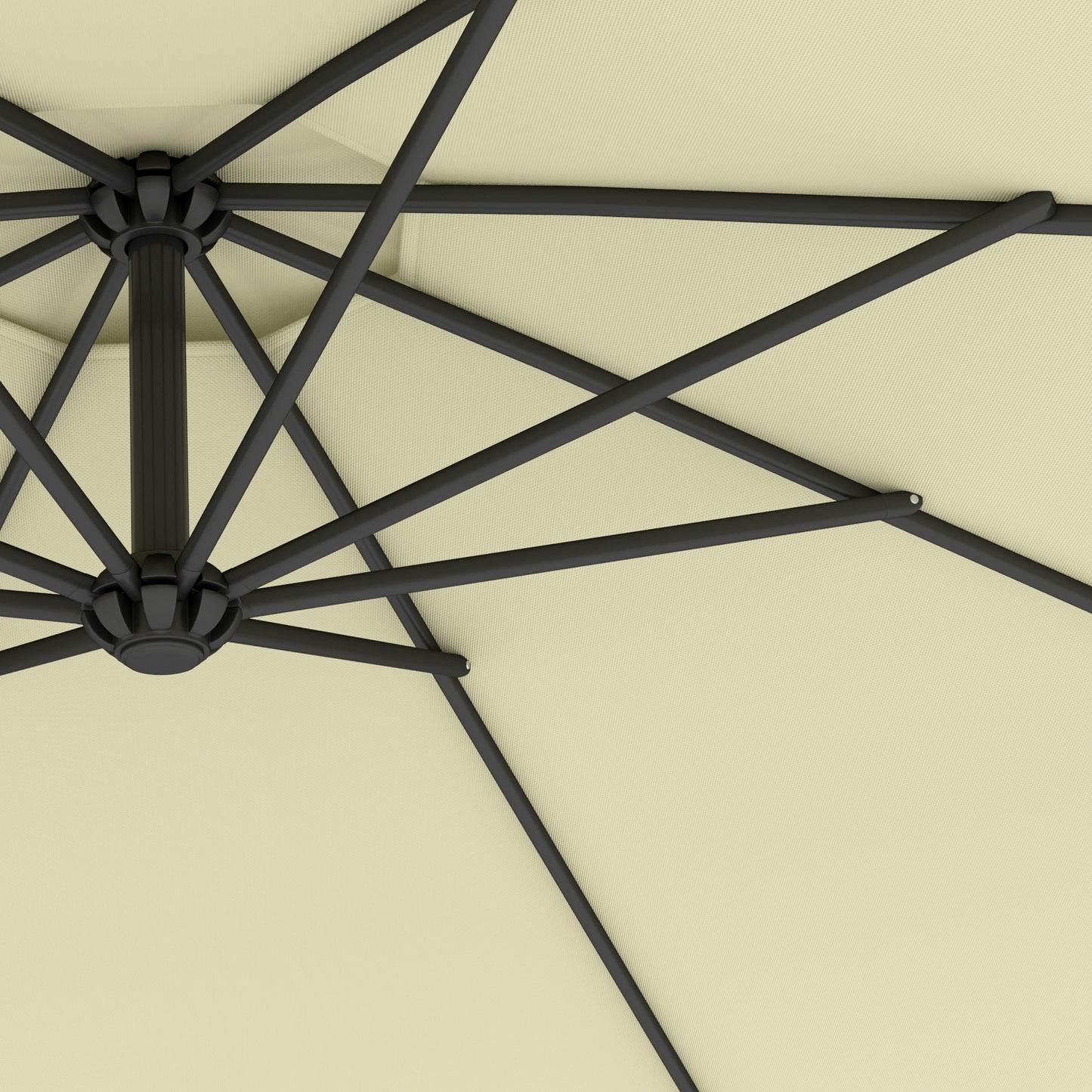 10' Deluxe Patio Umbrella, Outdoor Market Parasol, Banana Hanging Offset Sunshade with Crank, Cross Base, Beige