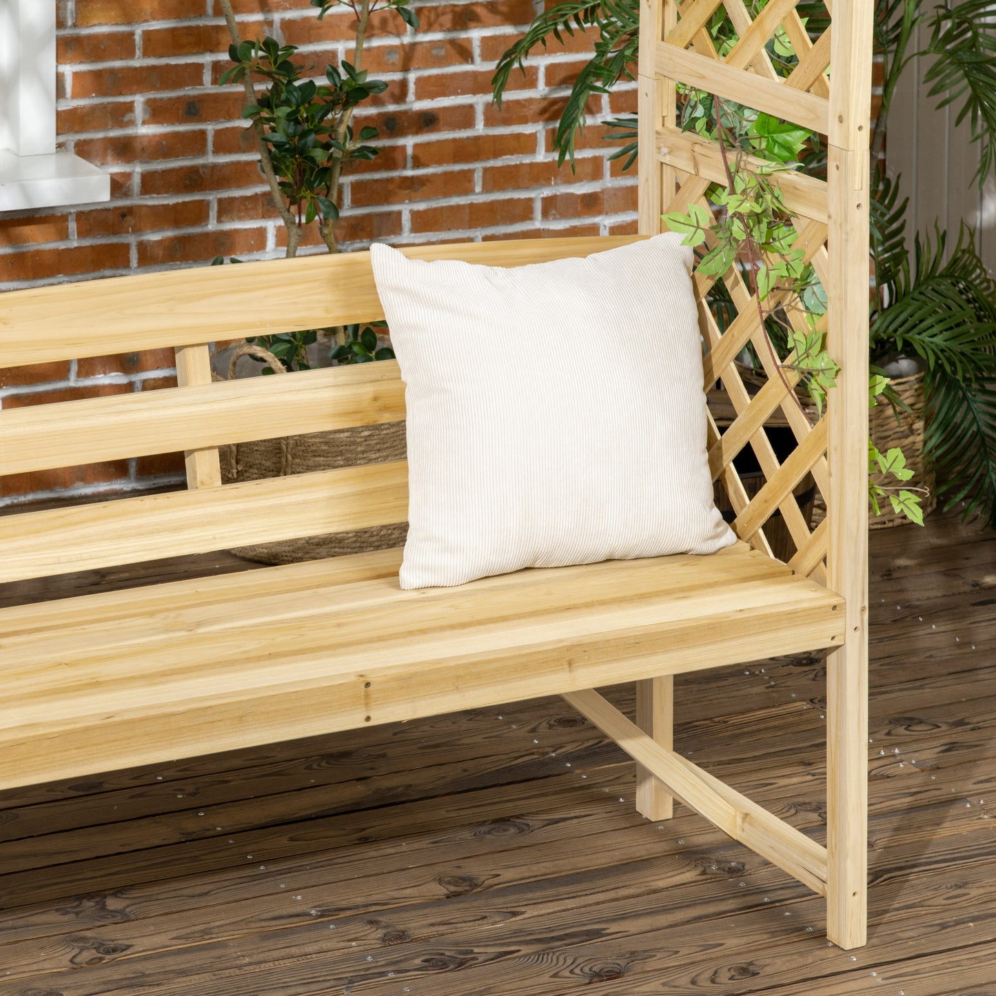 Garden Arch with 2 Person Bench, Wooden Garden Arbor Archway Trellis for Climbing Plants, Lawn, Backyard Decor, Natural