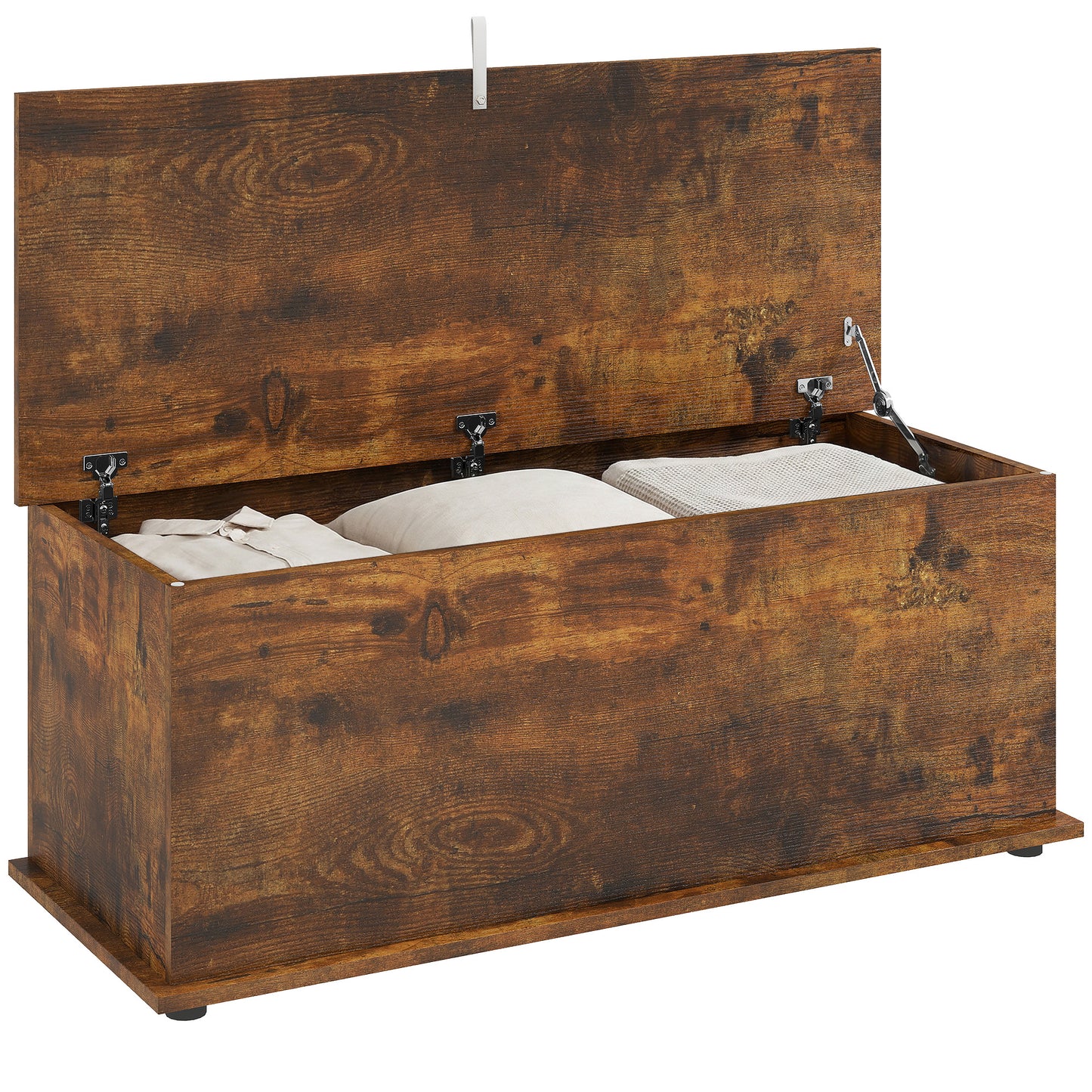 39.5" Storage Chest with 2 Safety Hinges, Storage Box Organizer with Flip-Top Lid, Entryway Storage Bench, Rustic Brown