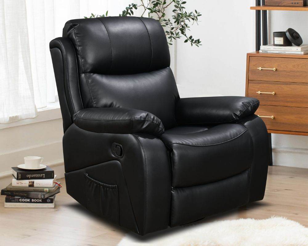 Manual Black Leather Recliner - Forward Furniture