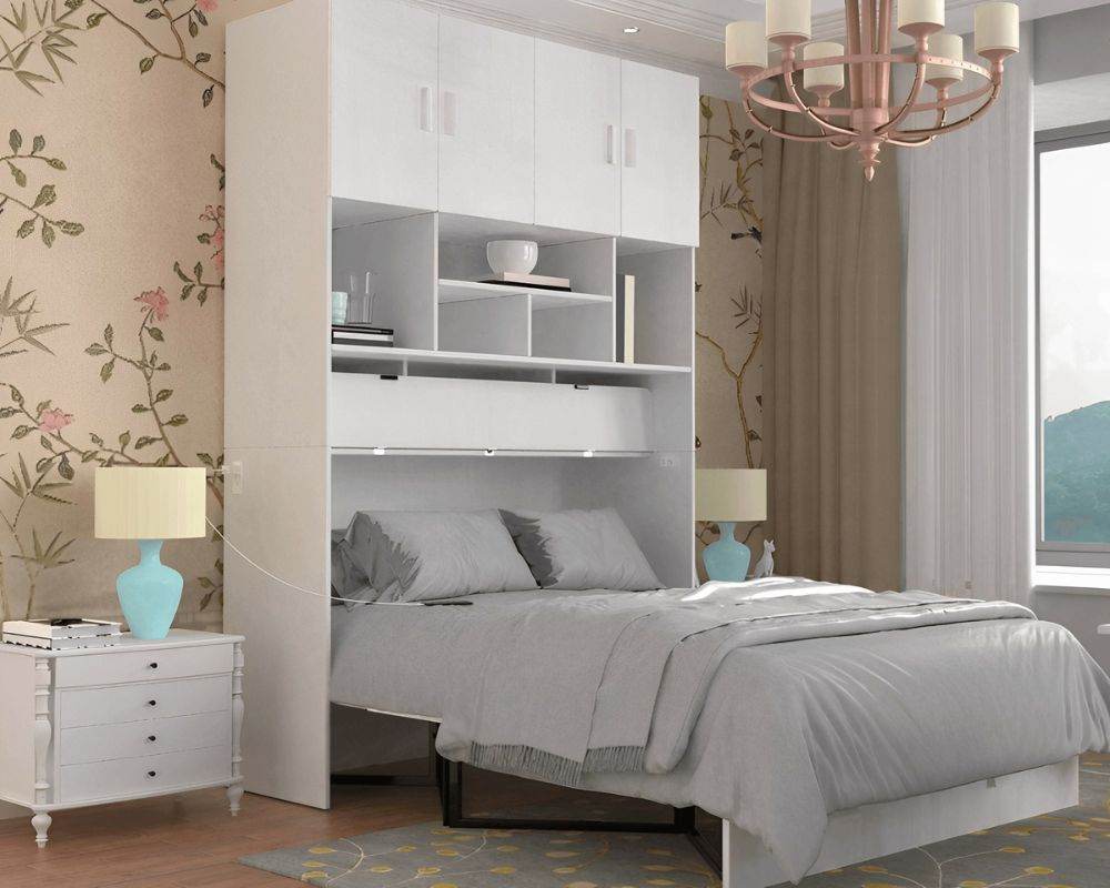 Hyde White Murphy Cabinet Bed with Memory Foam Mattress - Forward Furniture