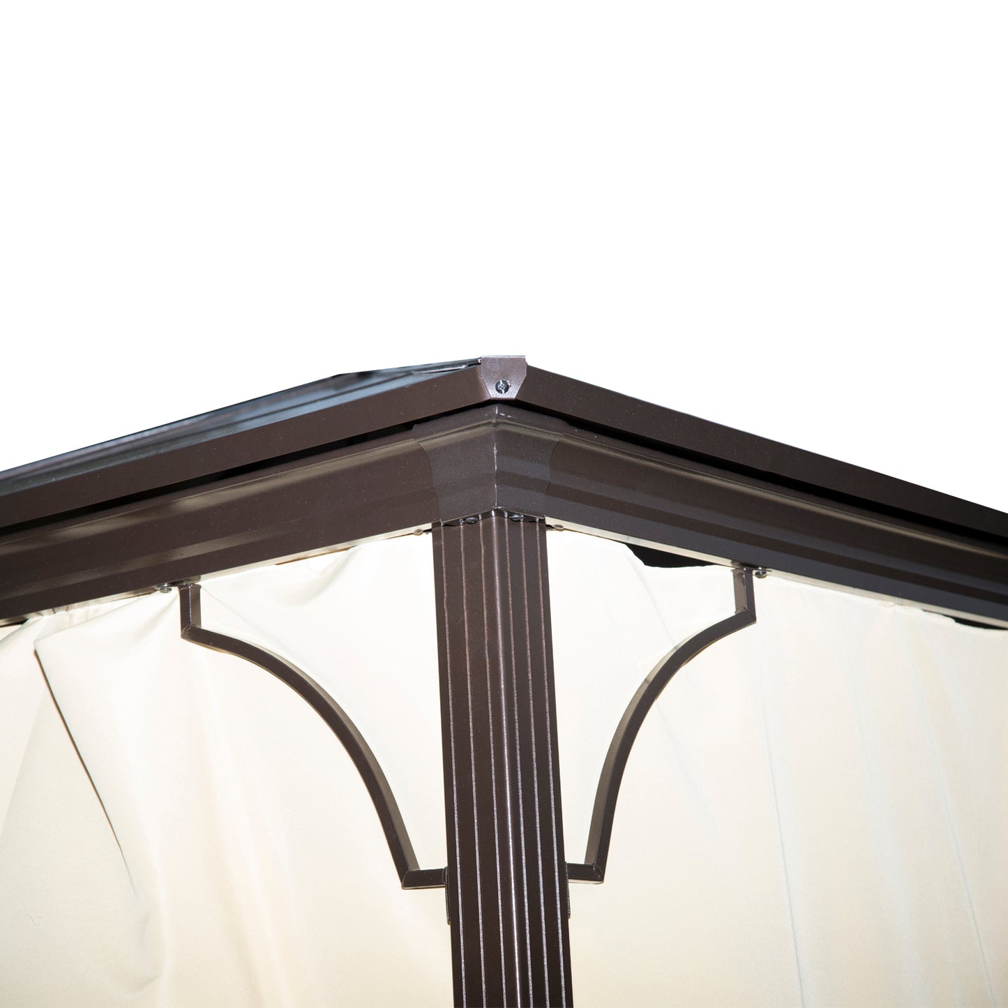 10 x 10 ft Hard Top Gazebo Canopy, Outdoor Patio Shelter with Heavy-Duty Metal Frame, Sun Shade with Curtains and Waterproof Roof for Backyard, Beige Coffee