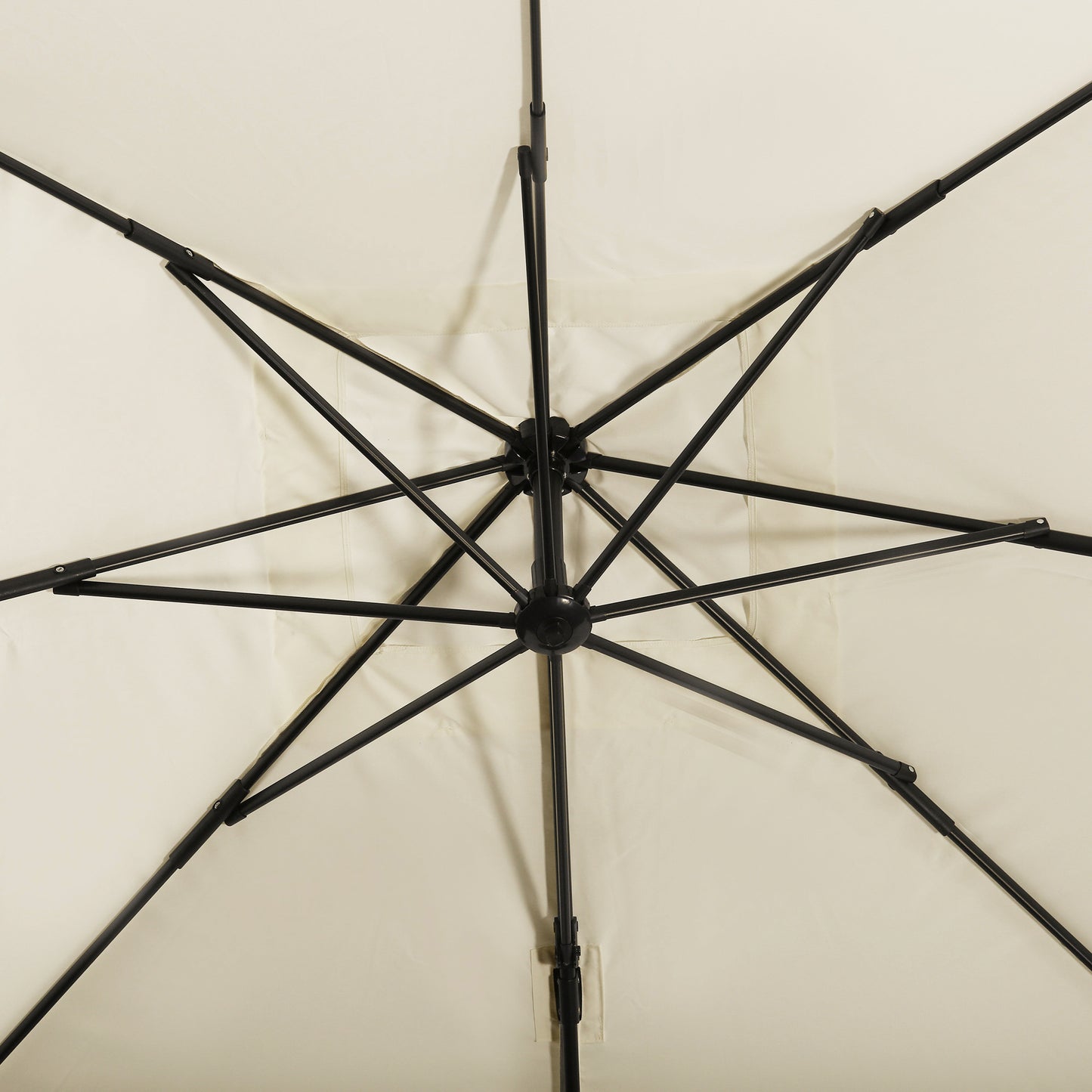 8' x 8' Cream White Offset Cantilever Umbrella with Cross Base