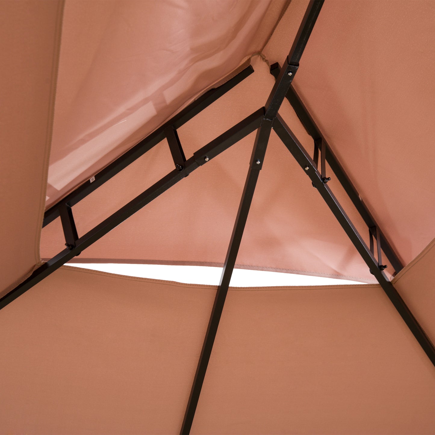 10' x 13' Patio Gazebo, Outdoor 2-Tiers Garden Canopy Yard Sunshade Shelter with Curtains, Khaki