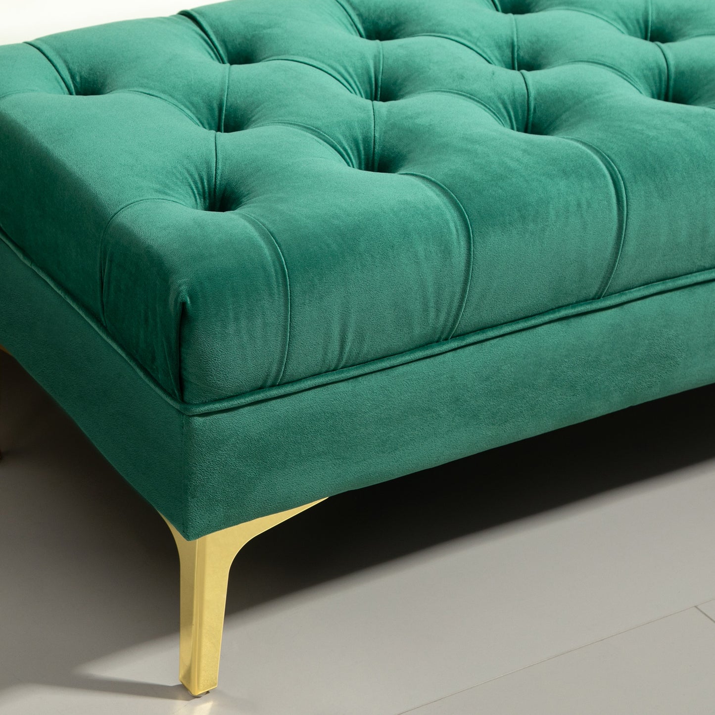 End of Bed Bench, Upholstered Bench, Entryway Shoe Bench with Button Tufted for Living Room, Bedroom, Dark Green
