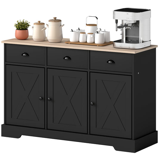 46.5" Farmhouse Buffet Sideboard with 3 Barn Doors - Black