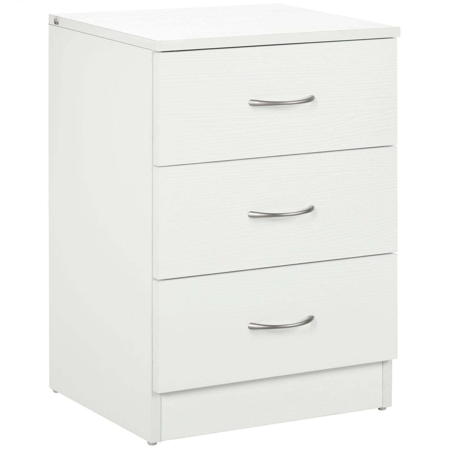 Bedside Table with 3 Drawers, Modern Wood Nightstand, Side End Table for Bedroom, White