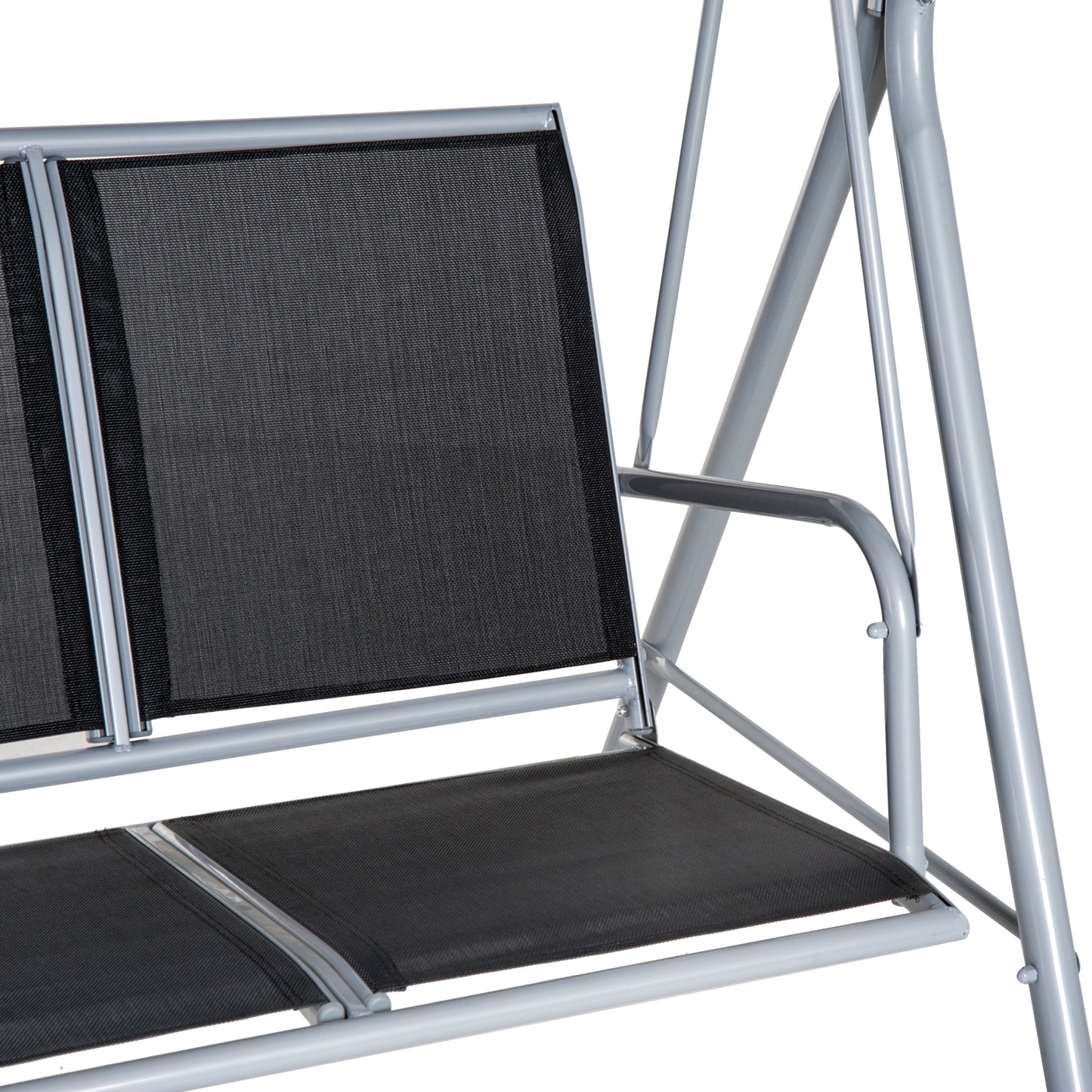 3-Seater Outdoor Swing Chair, Patio Swing, A Frame Porch Swing with Canopy, Garden Hammock Glider Bed, Light Grey