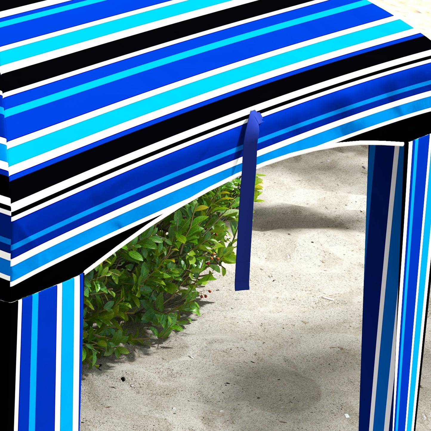 70.1" x 70.1" Blue Stripe Cabana Umbrella with Walls