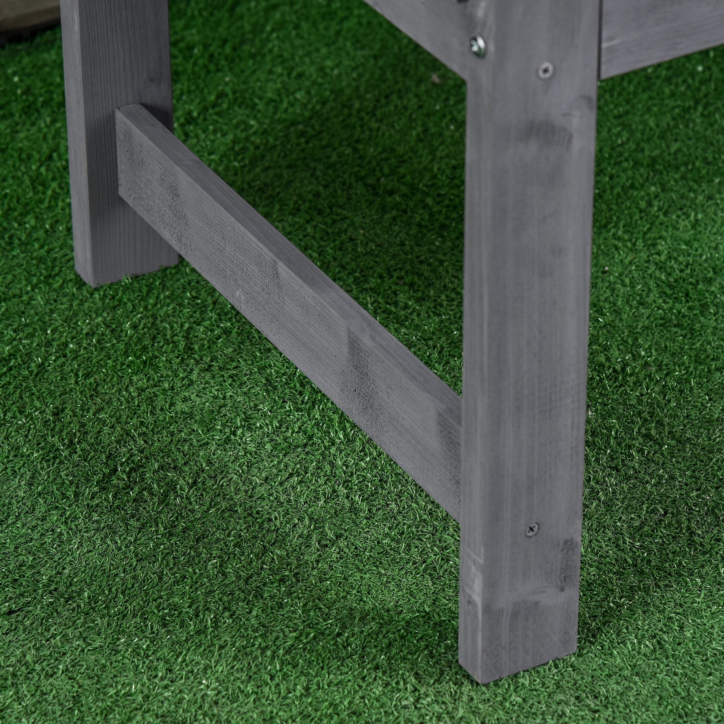Wooden Bench, Outdoor Bench with Slatted Design, Backrest, Armrests for Garden, Park, Backyard, Grey