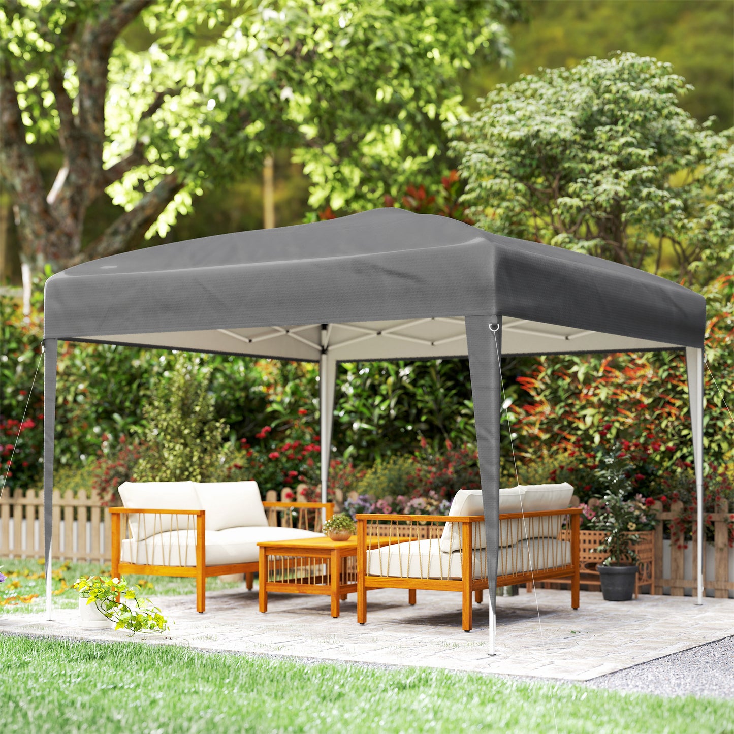 10 x 10ft Folding Pop Up Tent Outdoor Gazebo Canopy with Carrying Bag, Grey