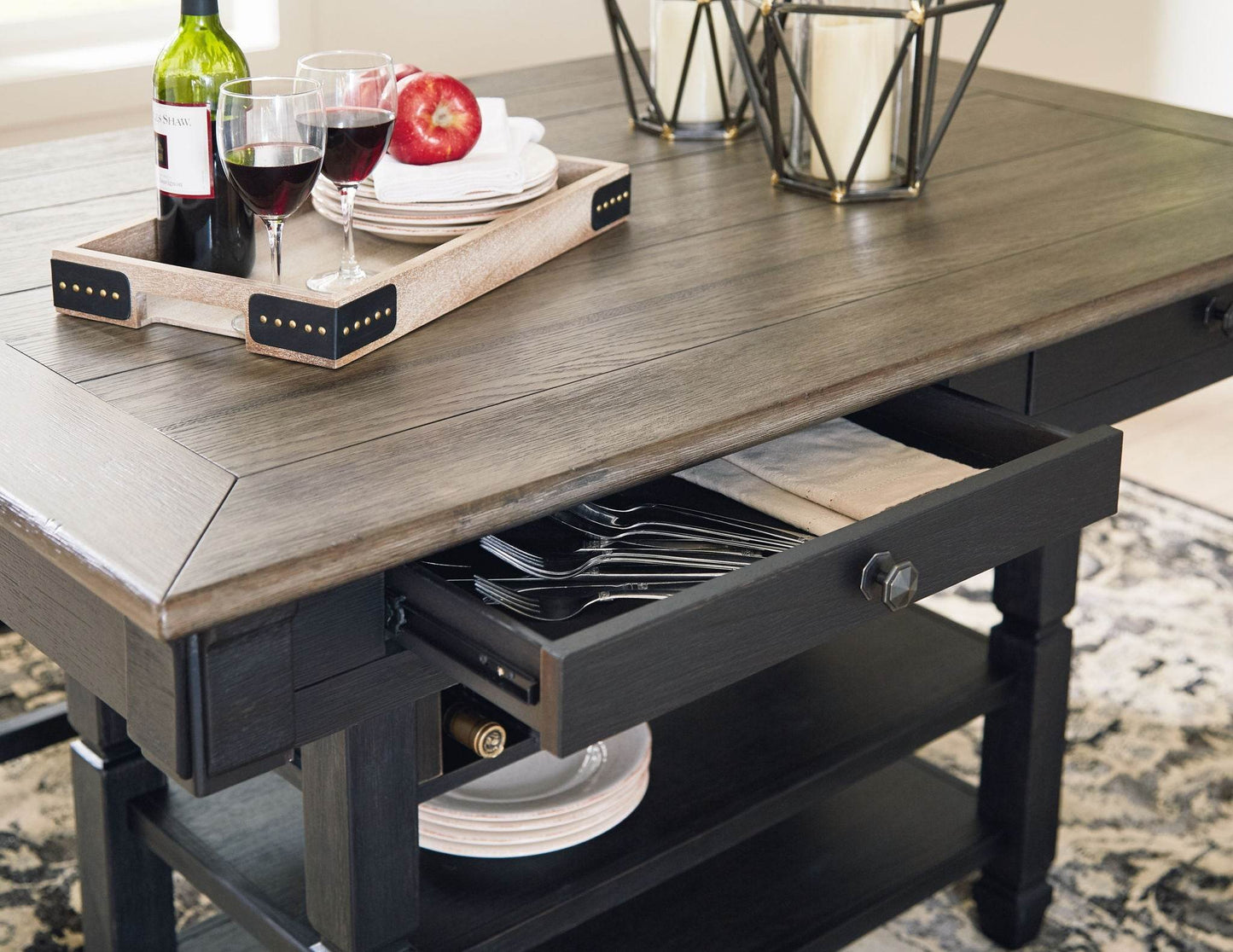 Tyler Creek - Black / Gray - Rectangular Dining Room Counter Table - Forward Furniture
