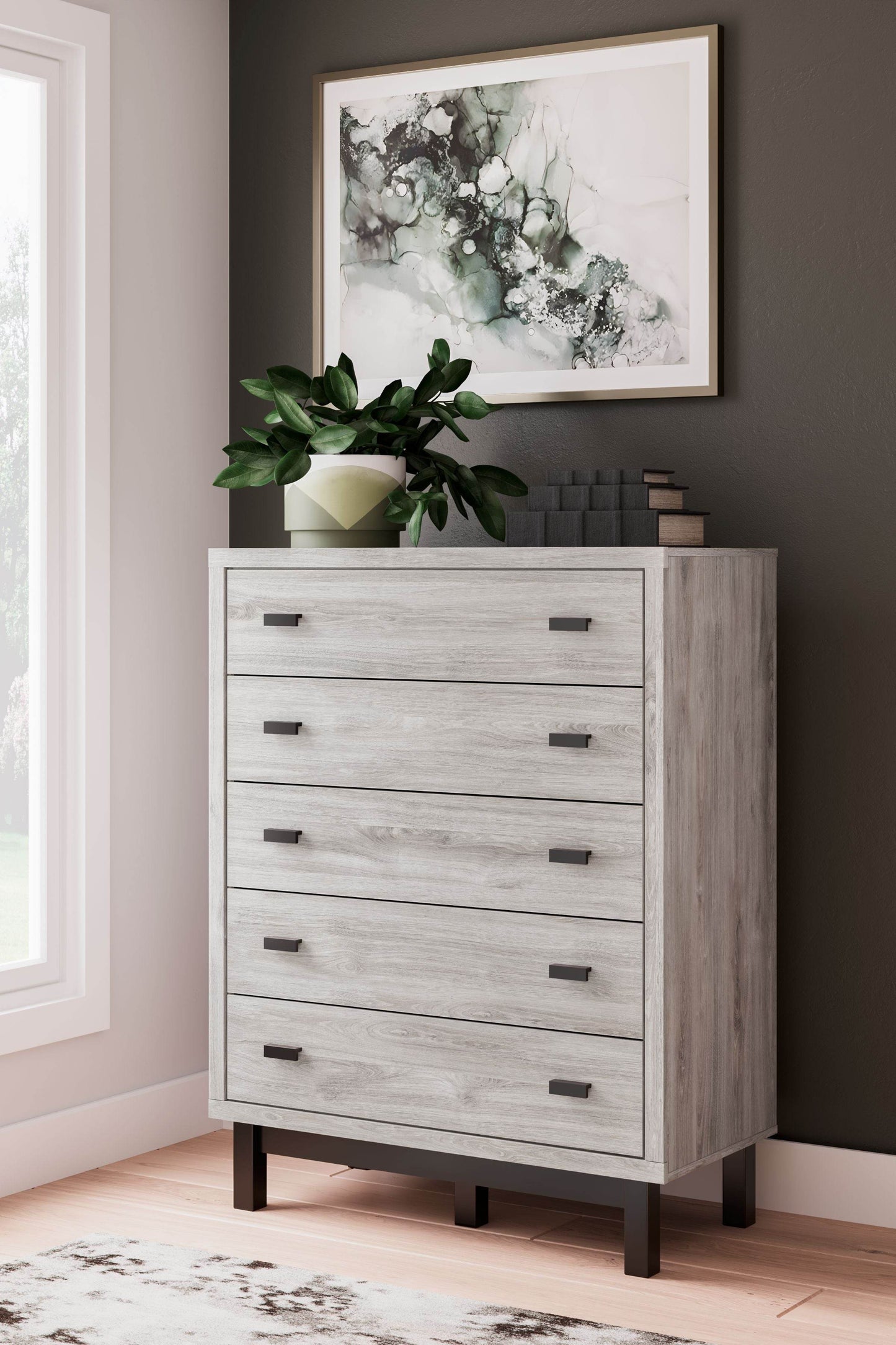 Vessalli - Black / Gray - Five Drawer Wide Chest - Forward Furniture