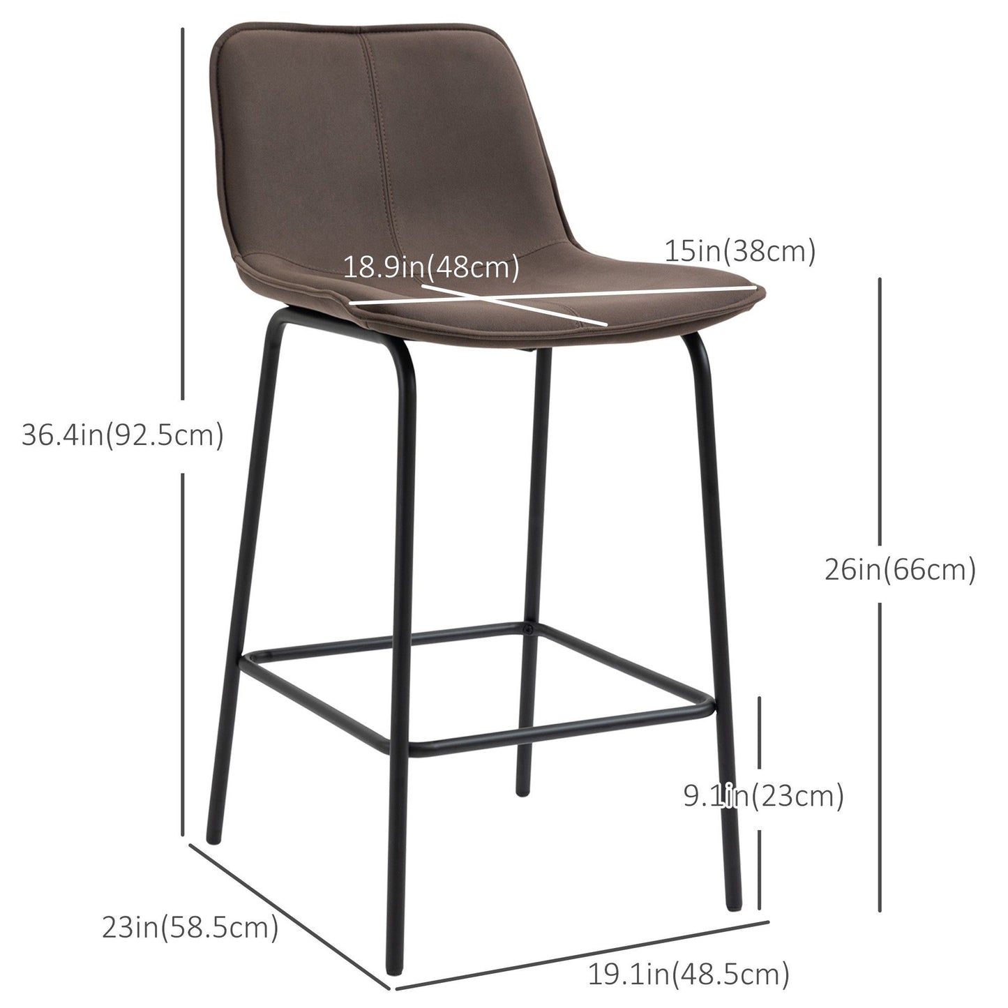 Upholstered Counter Height Bar Stools Set of 2 - Coffee