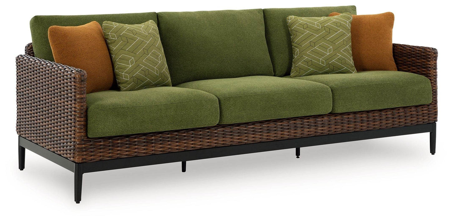 Horizon Hall - Brown / Green - Sofa With Cushion - Forward Furniture