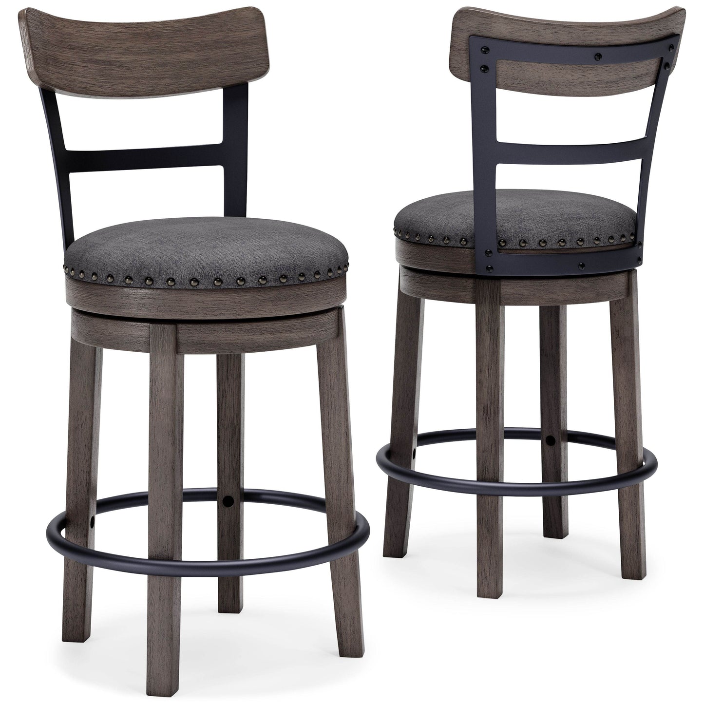 Caitbrook - Gray - UPH Swivel Barstool - Forward Furniture