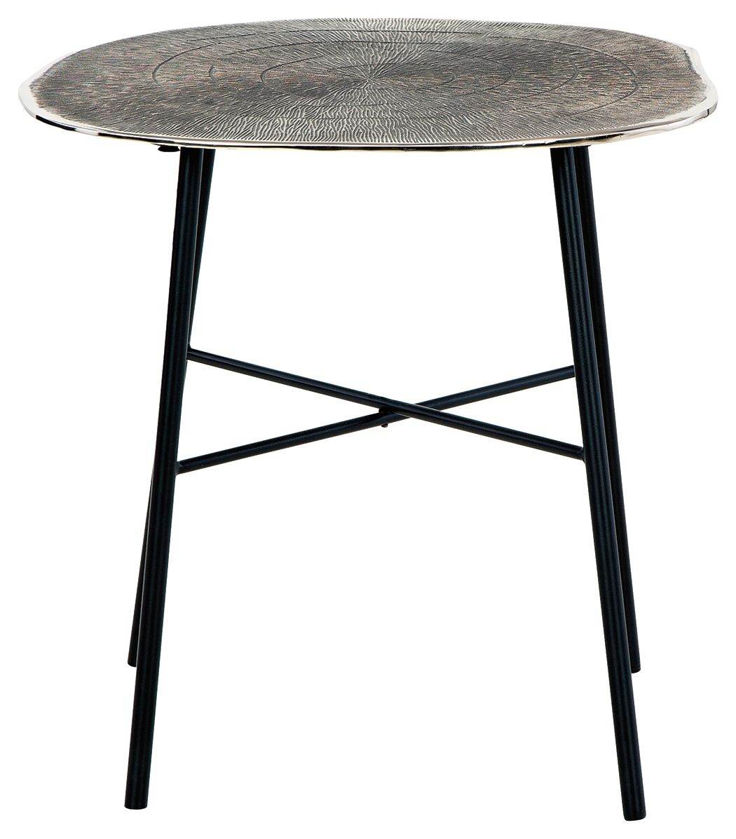 Laverford - Chrome / Black - Round End Table - Forward Furniture