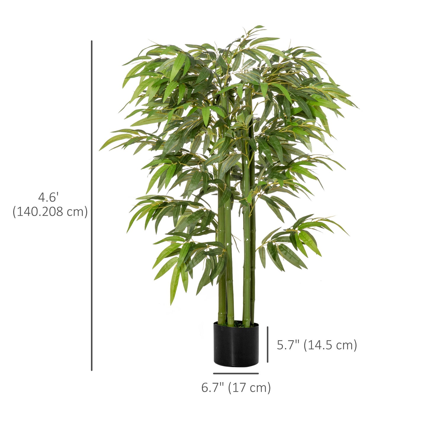 4.6FT Artificial Bamboo Tree Faux Decorative Plant in Nursery Pot for Indoor Décor