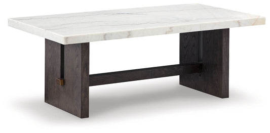 Burkhaus - White / Dark Brown - Rectangular Cocktail Table - Forward Furniture