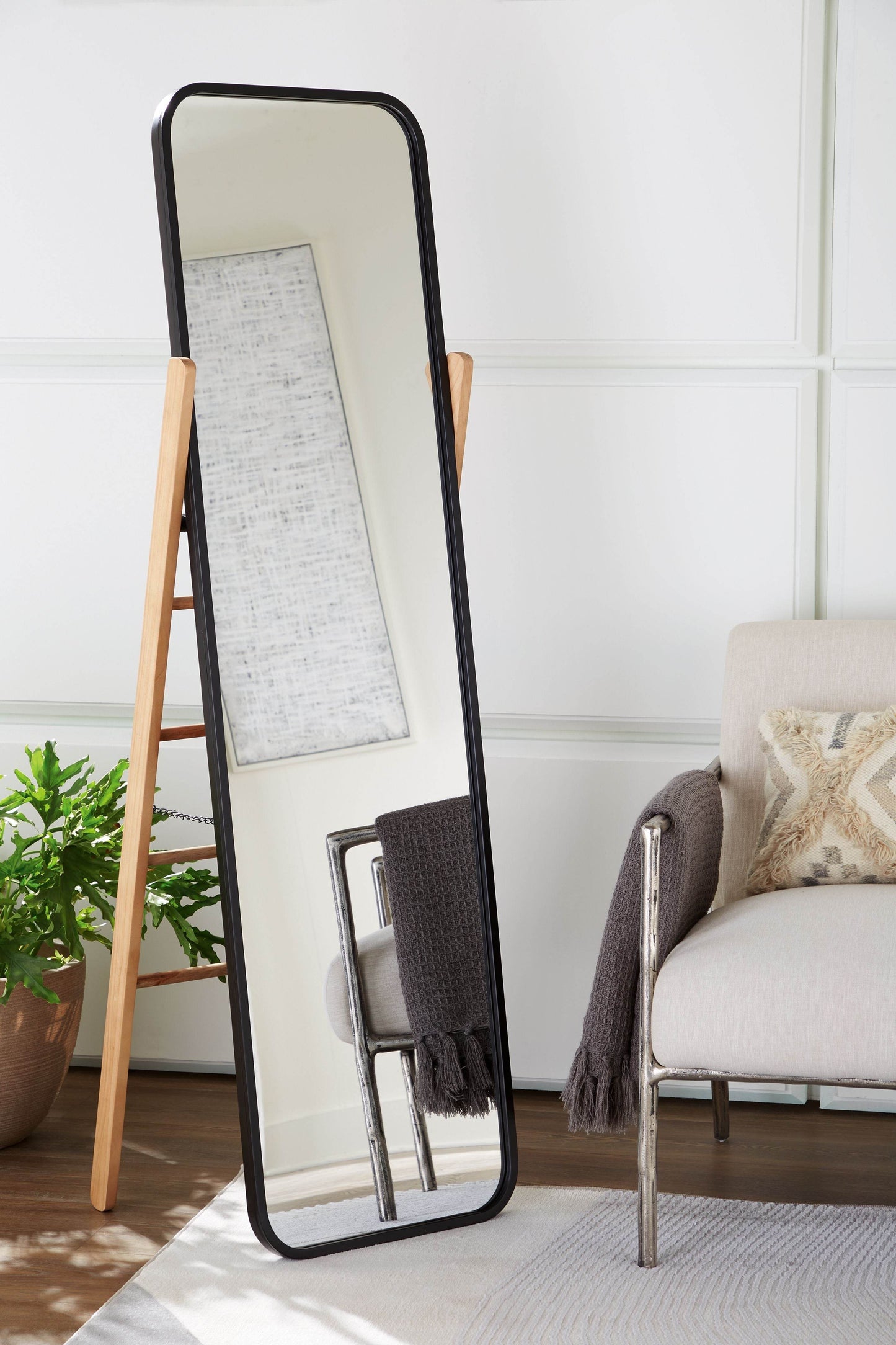 Bronick - Black / Brown - Floor Mirror - Forward Furniture