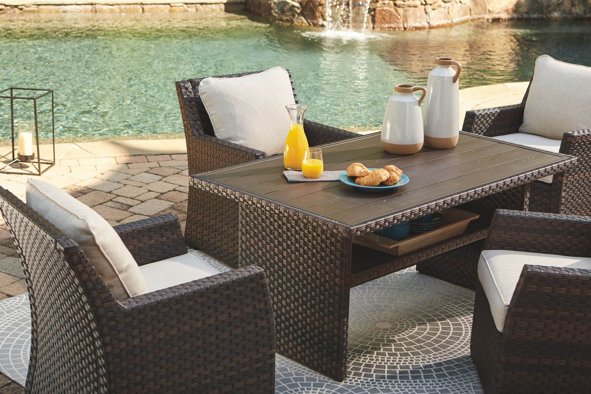 Easy Isle - Dark Brown / Beige - RECT Multi-Use Table - Forward Furniture