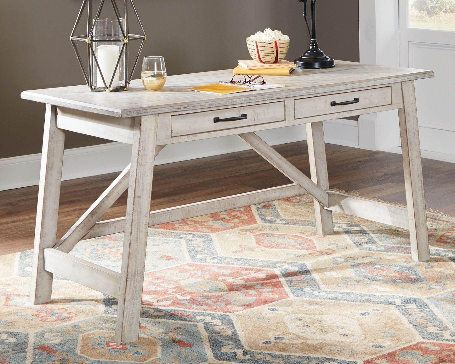 Carynhurst - Whitewash - Home Office Large Leg Desk - Forward Furniture