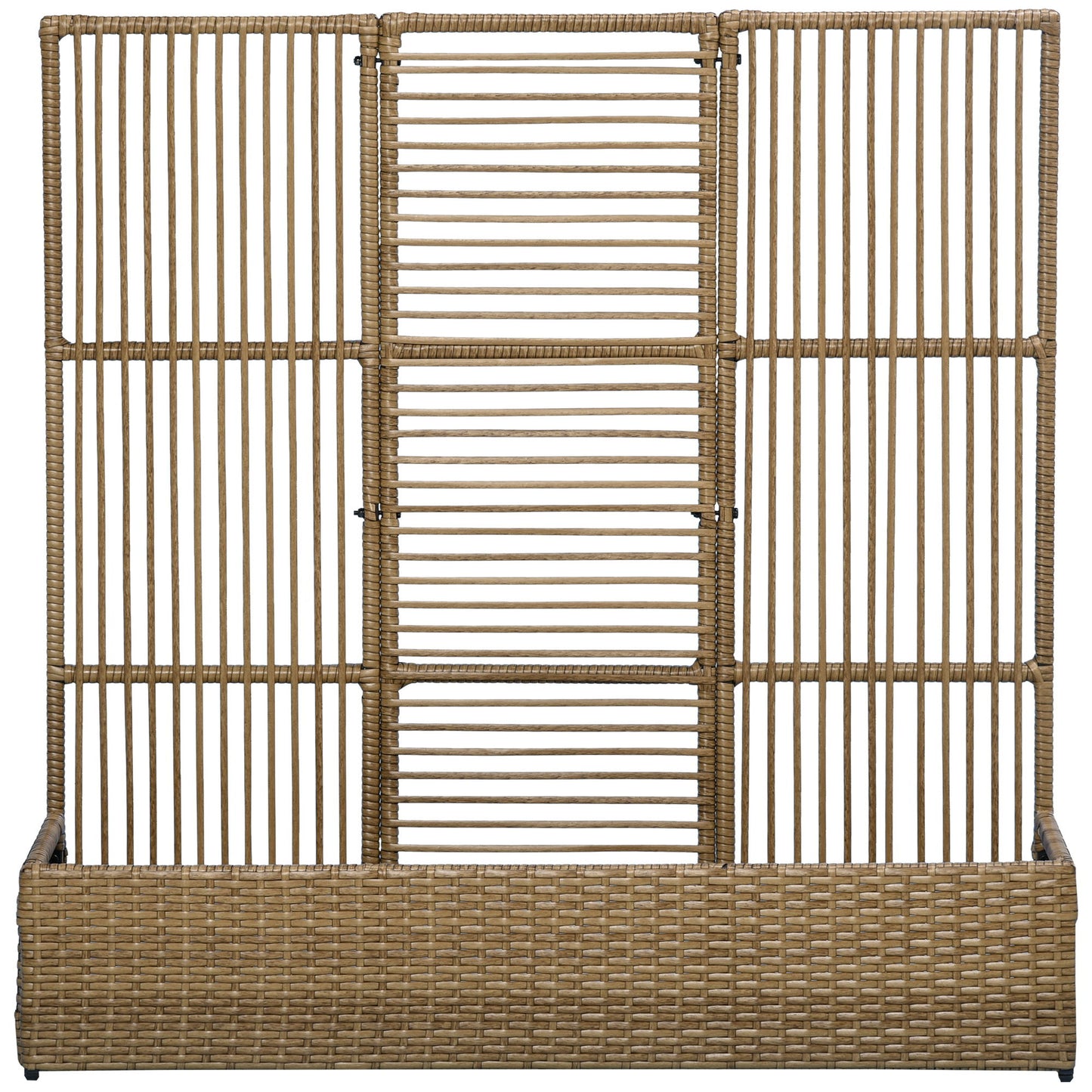 Raised Garden Bed with Lattice Trellis, Rattan Outdoor Planter with Storage for Garden, Patio, Balcony, Sand Brown