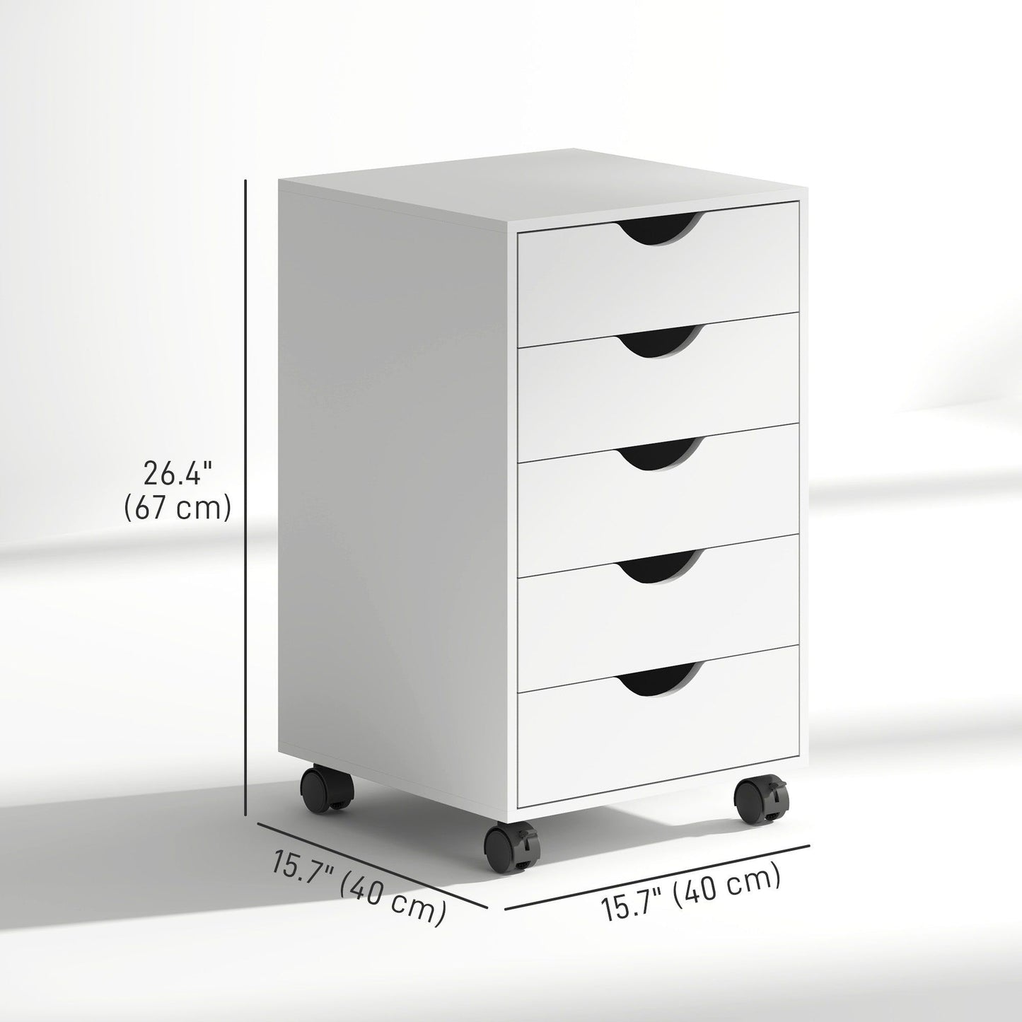 5-Drawer Mobile File Cabinet with Wheels - White