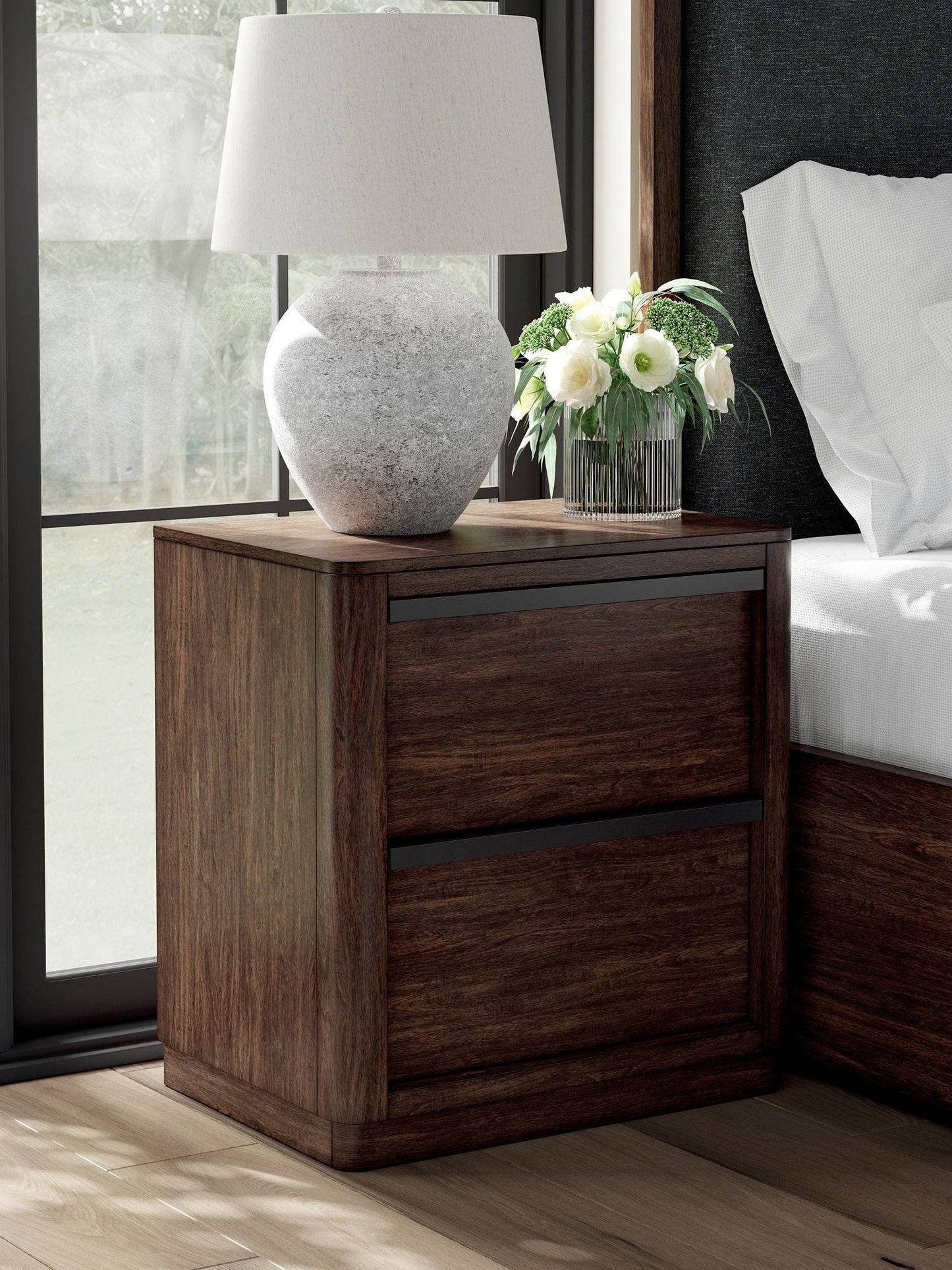 Dilenno - Dark Brown - Two Drawer Night Stand - Forward Furniture