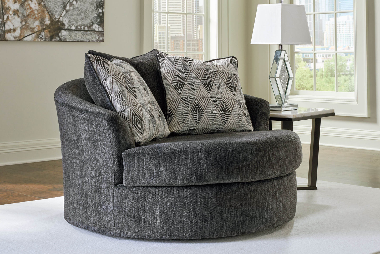 Biddeford - Shadow - Oversized Swivel Accent Chair - Forward Furniture