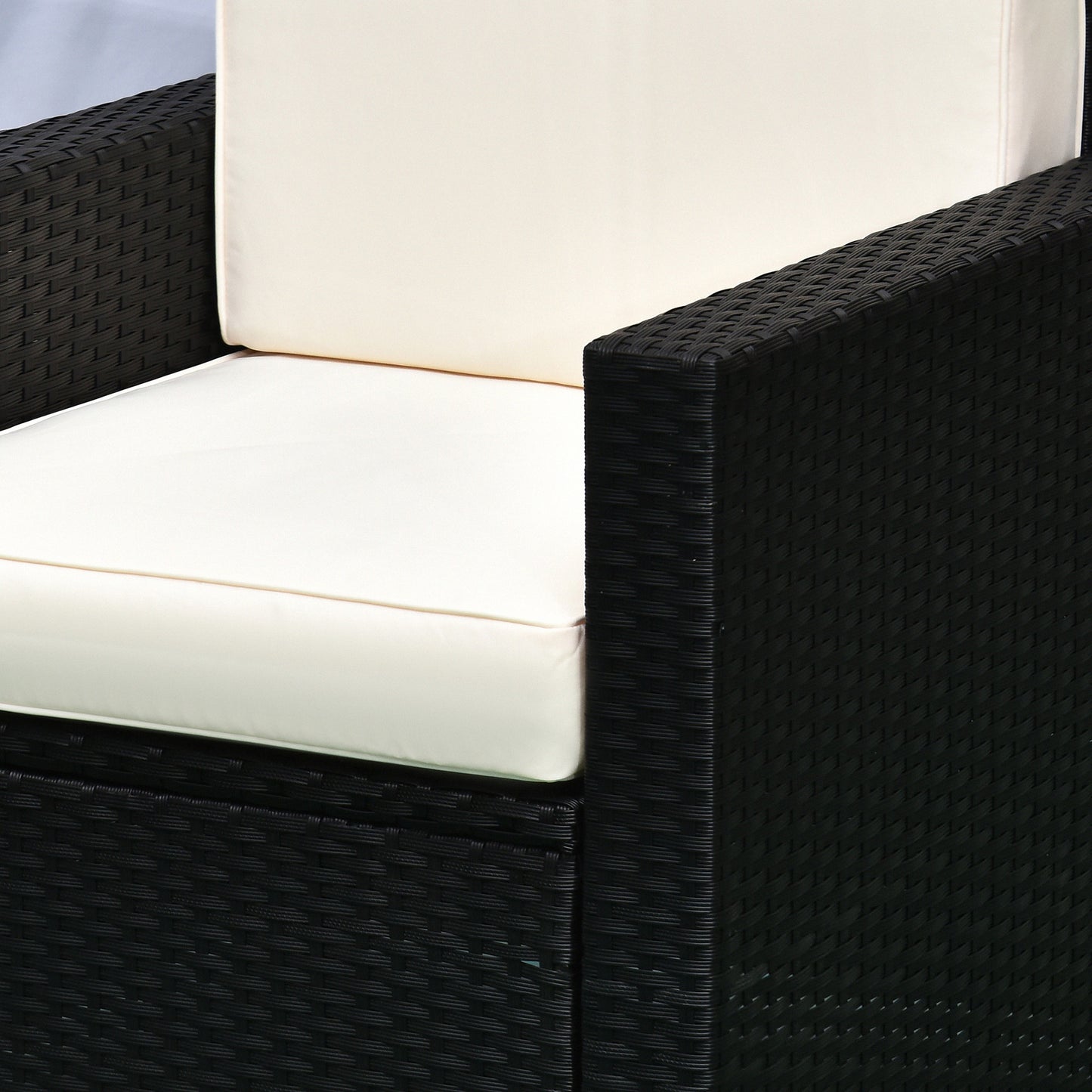 4 Pieces Sectional Patio Furniture Set, Rattan Wicker Patio Chairs Outdoor Coffee Set with Cushions, Cream White