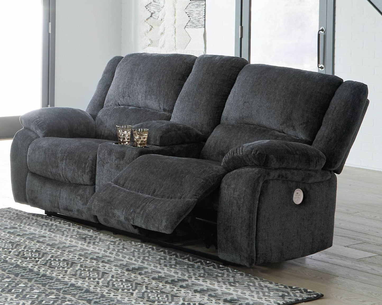 Draycoll - Slate - Dbl Reclining Power Loveseat W/Console - Fabric - Forward Furniture