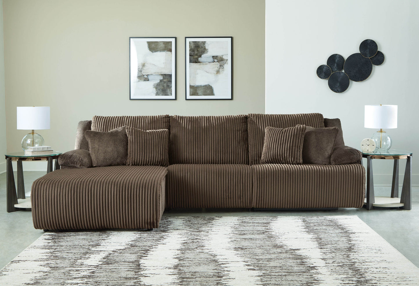 Top Tier - Chocolate - 3-Piece Sectional Reclining Sofa With Left-Arm Facing Press Back Chaise - Forward Furniture