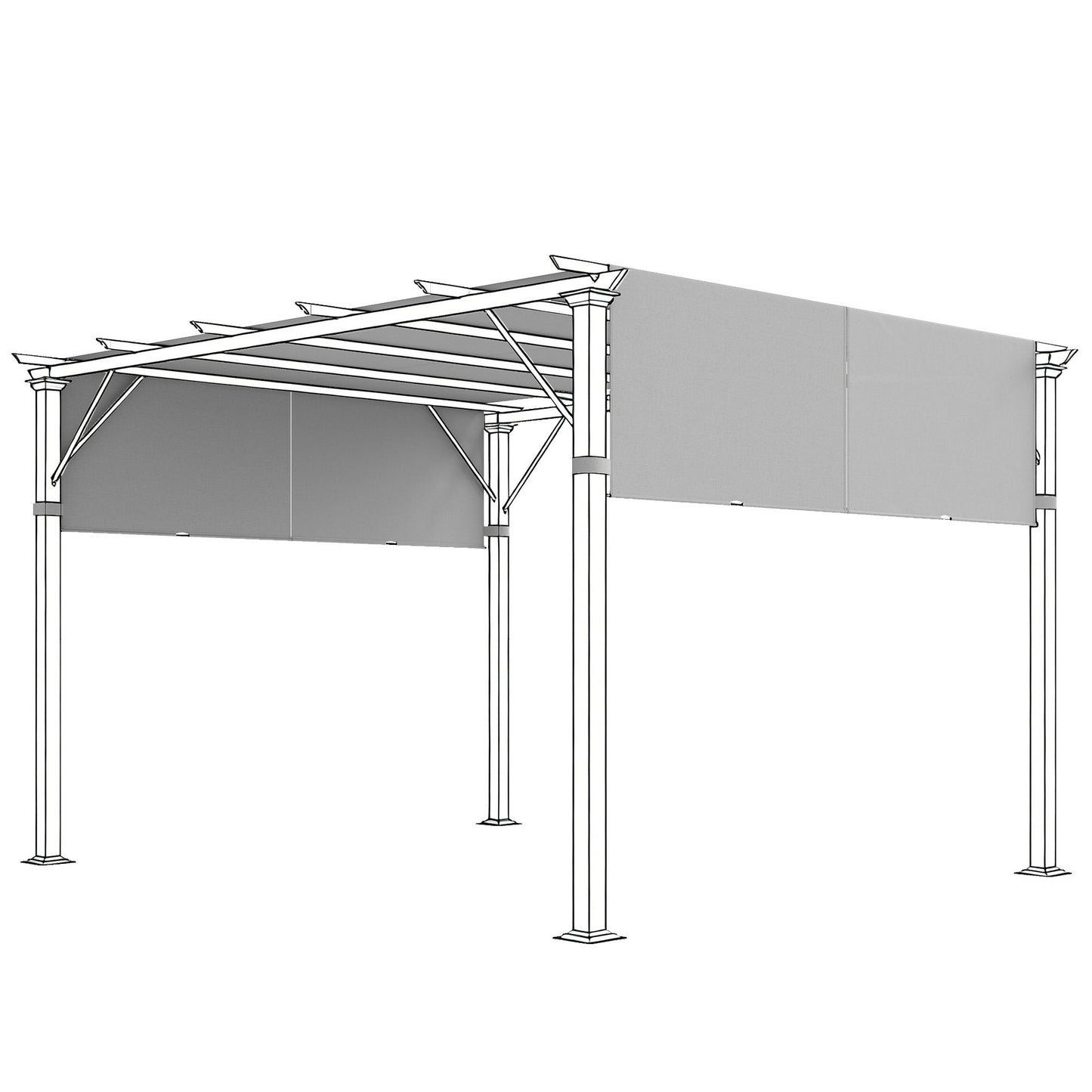 2 Pcs UV Protection Pergola Replacement Canopy, Pergola Shade Cover, Easy to Install, for 10' x 10' Pergola, Light Grey