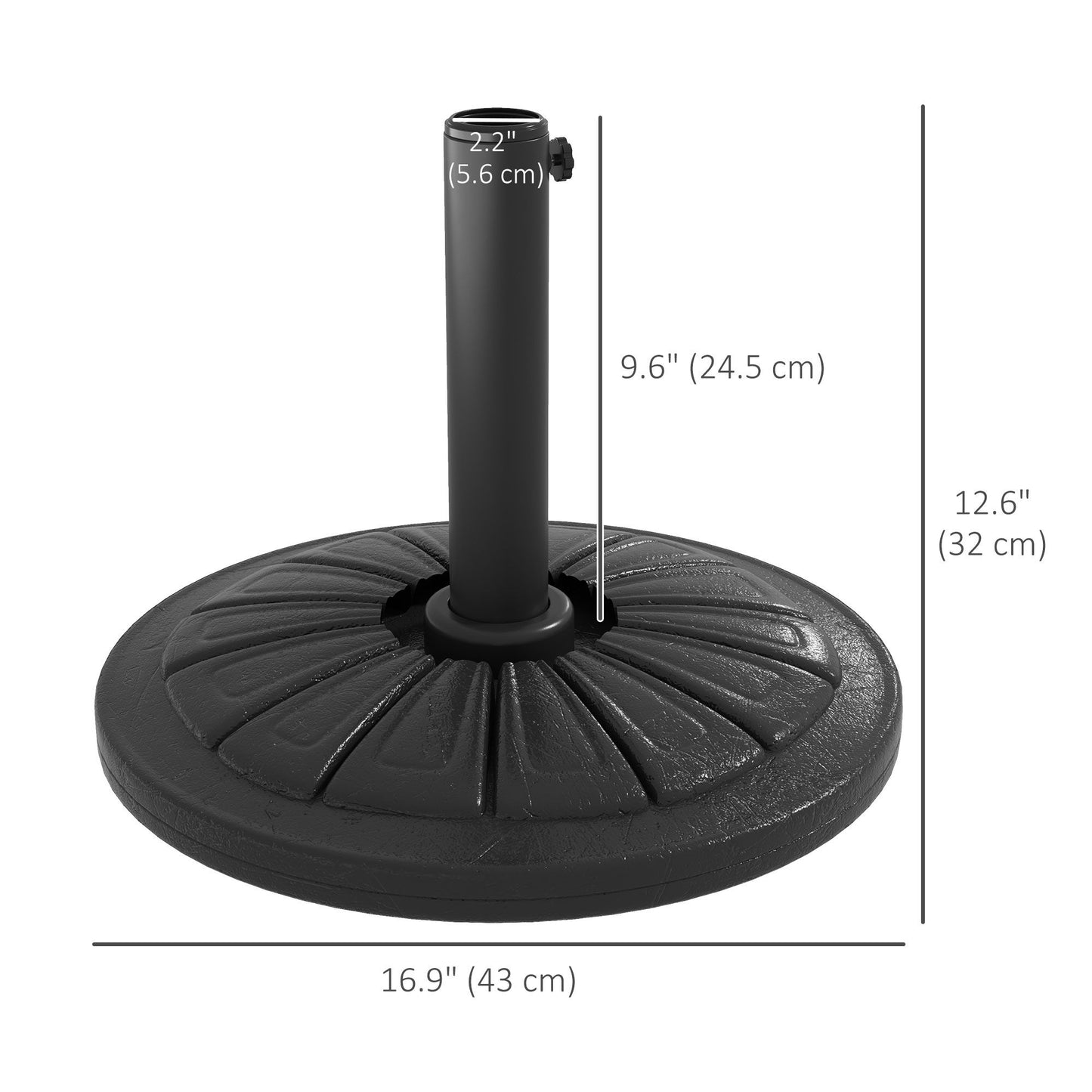 Umbrella Base, Heavy Duty Concrete Base Holder with Steel Pole, Round Parasol Stand for Patio, Outdoor, Backyard, Black