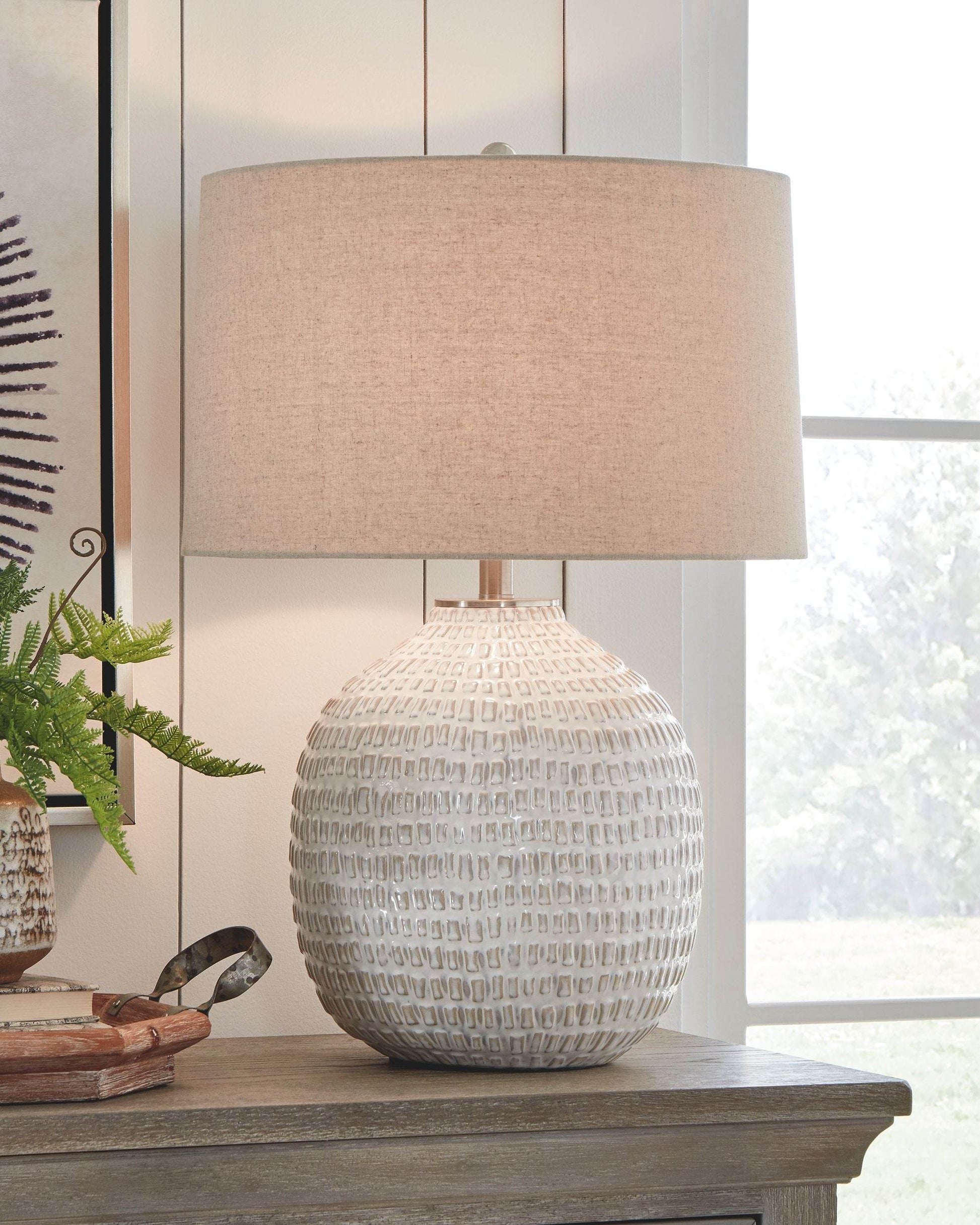 Jamon - Beige - Ceramic Table Lamp - Forward Furniture