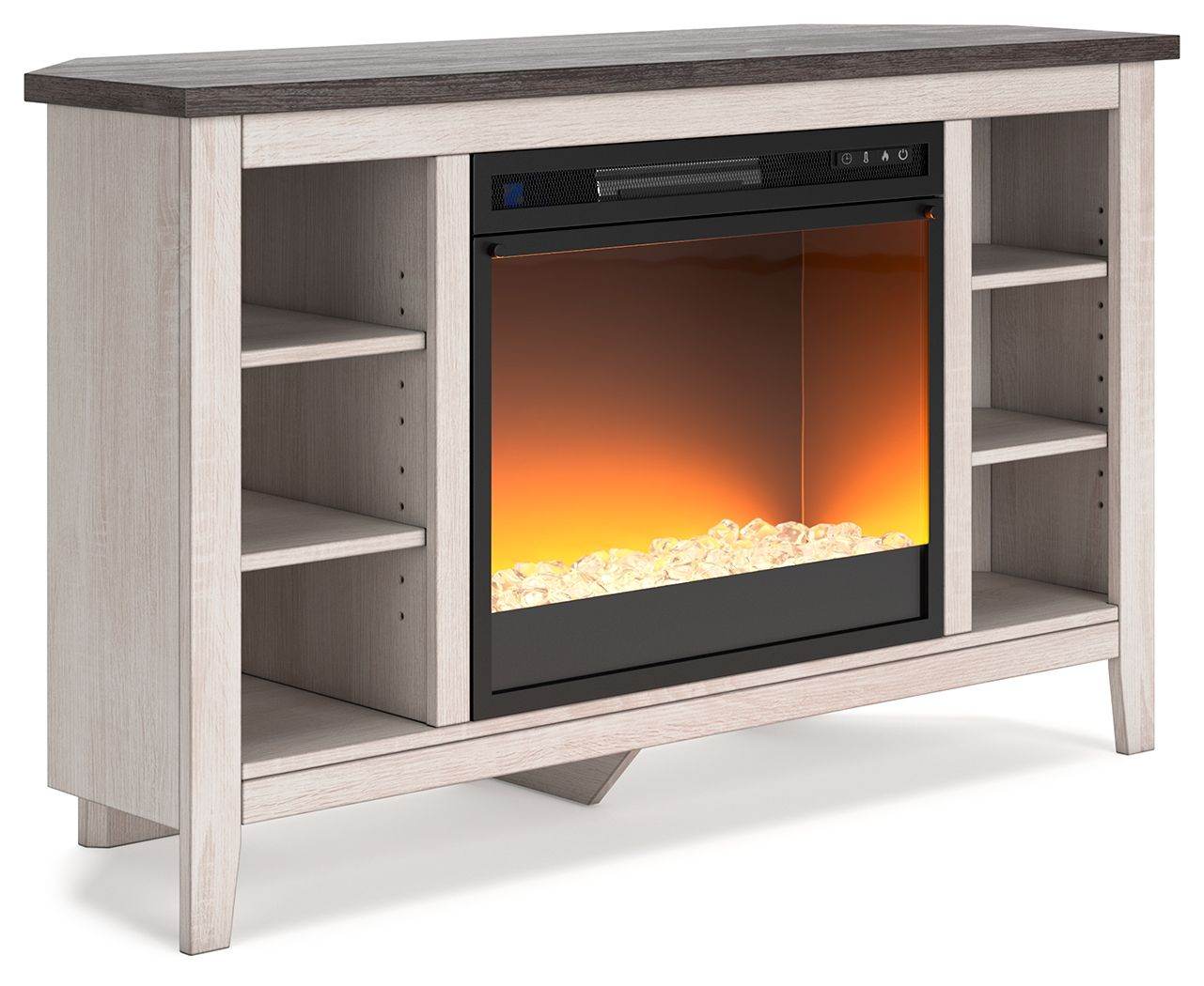 Dorrinson - Corner TV Stand With Fireplace Insert - Forward Furniture