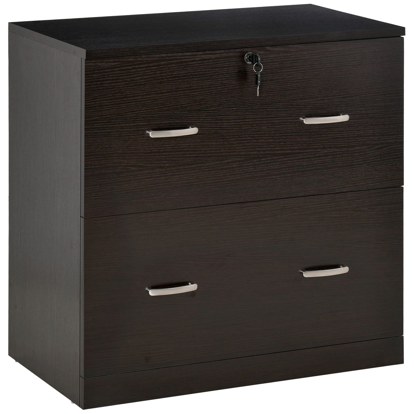 2 Drawer File Cabinet with Lock, Office Filing Cabinet, Hanging Bar for Letter Size, Home Office, Espresso