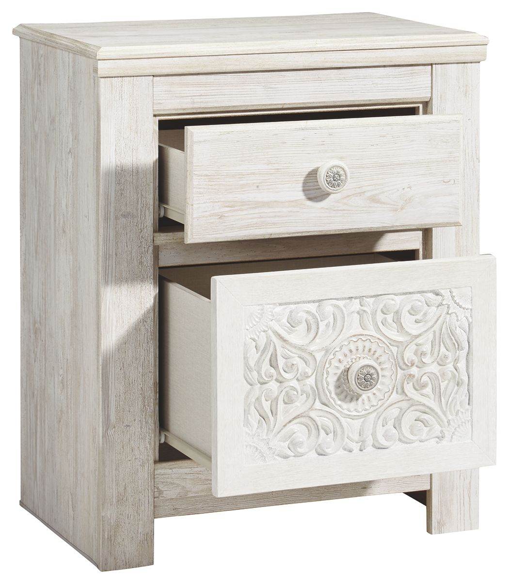 Paxberry - Whitewash - Two Drawer Night Stand - Forward Furniture