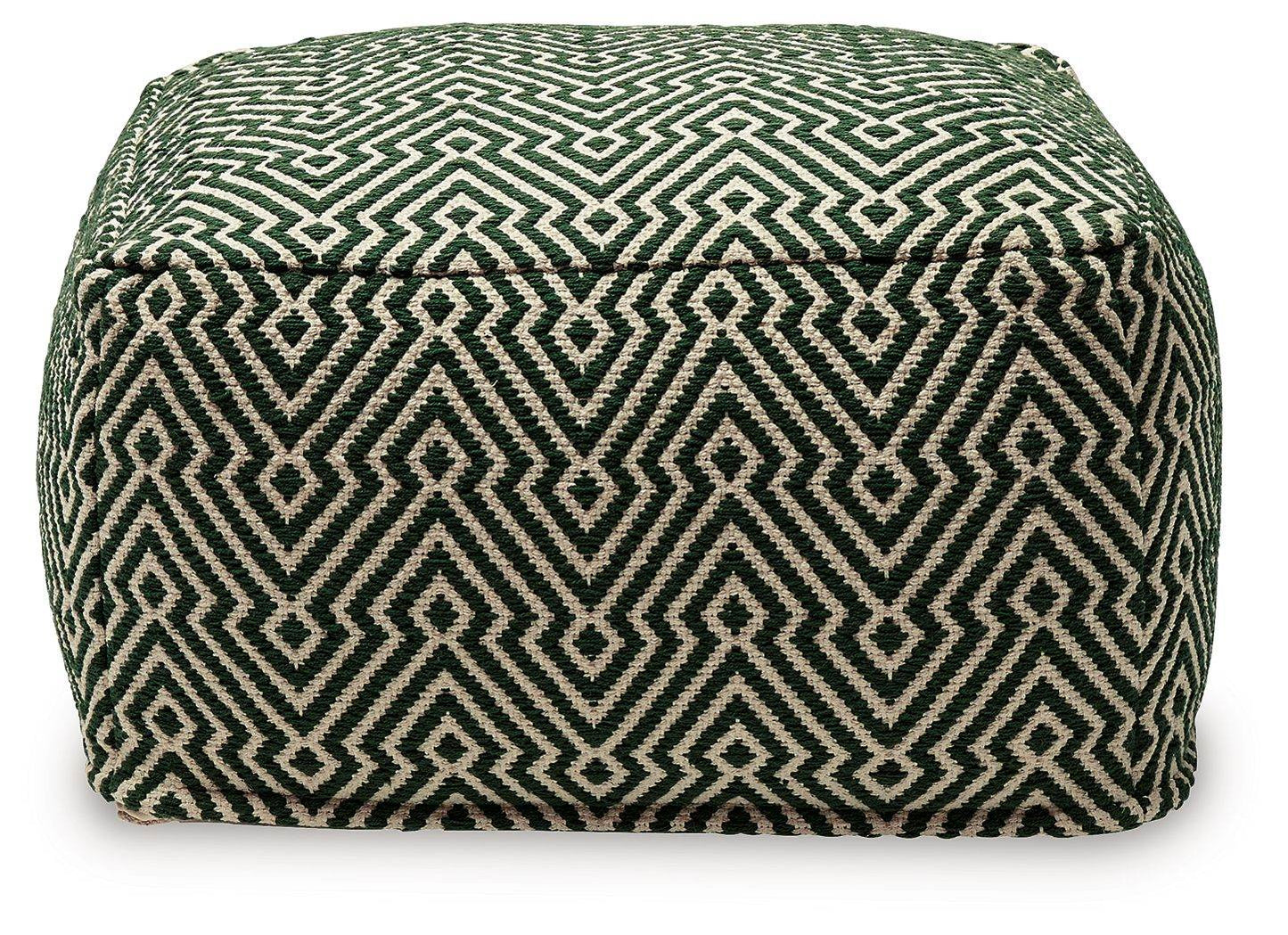 Abacy - Green / Ivory - Pouf - Forward Furniture