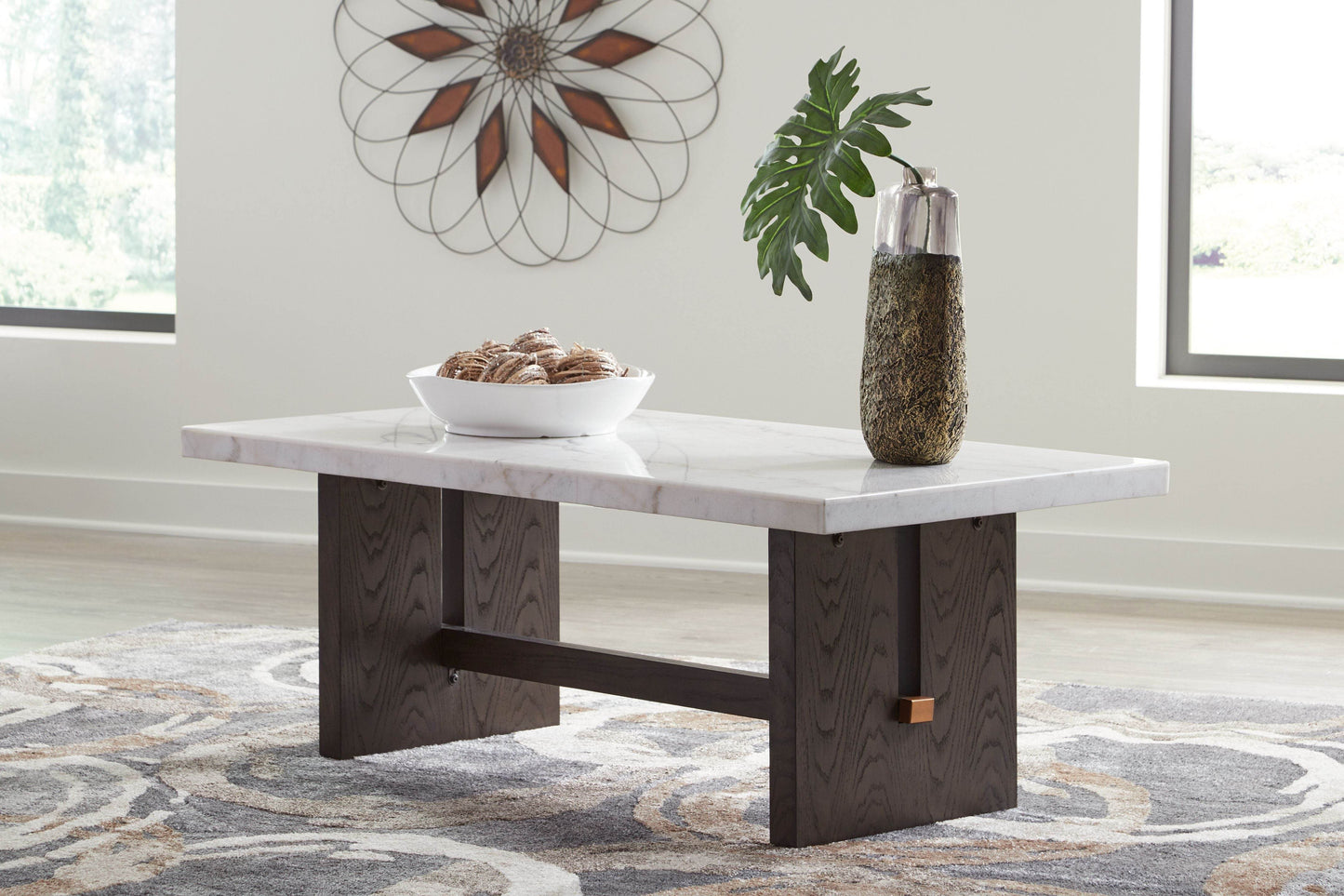 Burkhaus - White / Dark Brown - Rectangular Cocktail Table - Forward Furniture