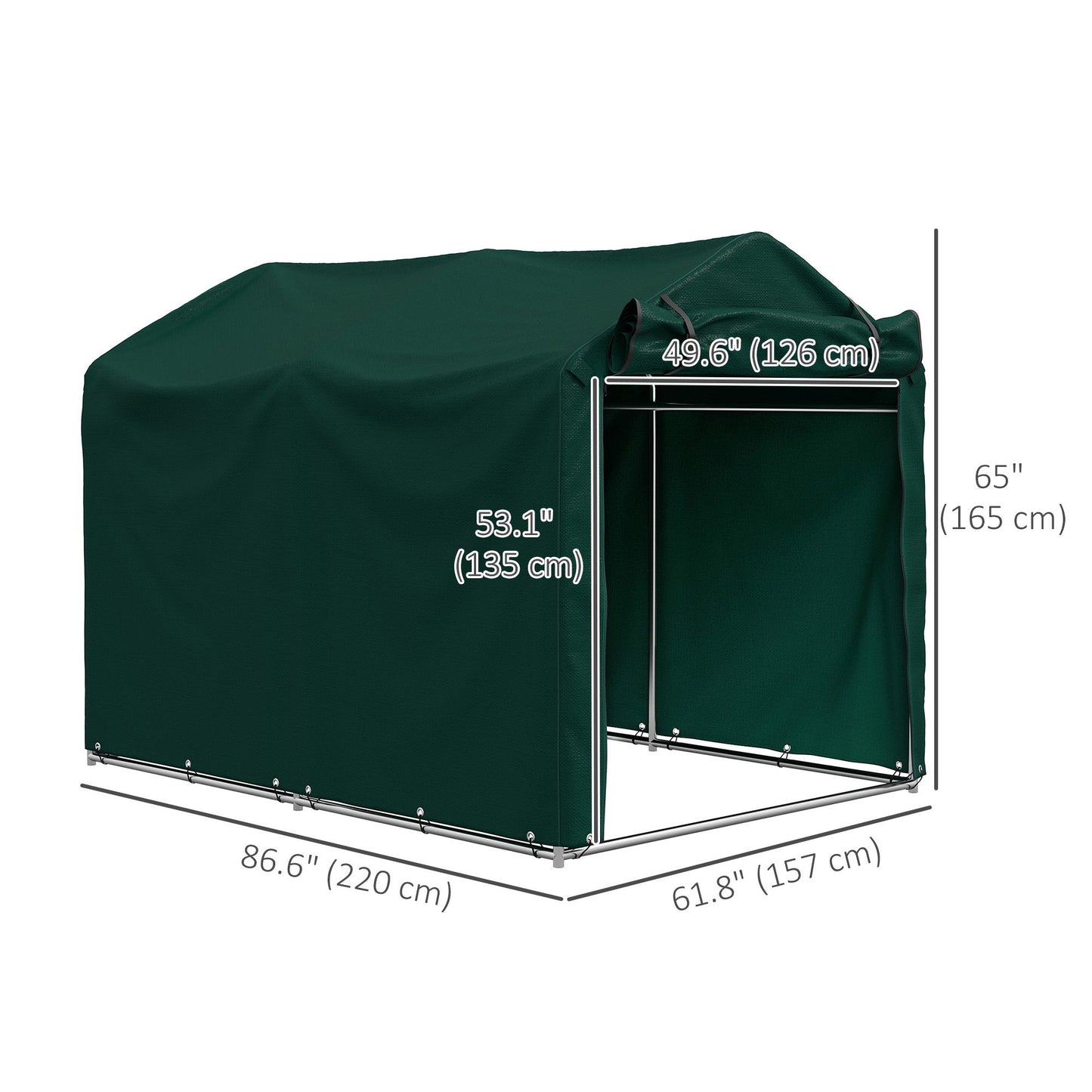 Outdoor Storage Shed, UV Resistant Bike Tent with Roll-up Zipper Door, Portable Shed for Bike, Motorcycle, Dark Green